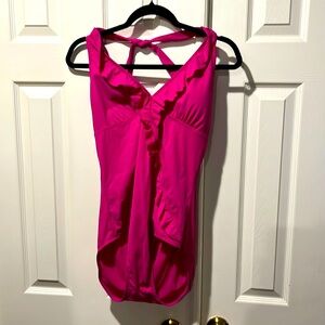 Love your assets pink ruffle swimsuit XL